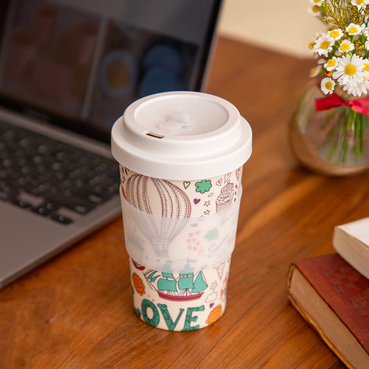 Love & Lattes Bamboo Travel Coffee Mug