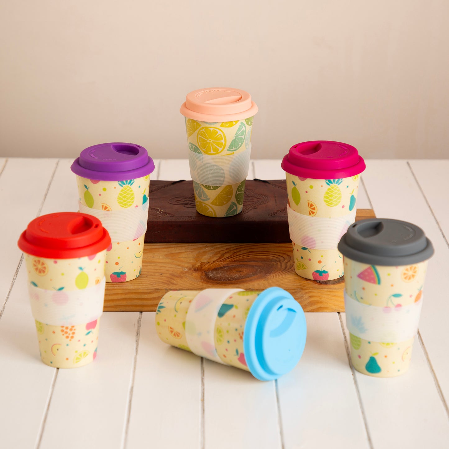 Sunny Lemon Bamboo Travel Coffee Mug (Silicone Lid)