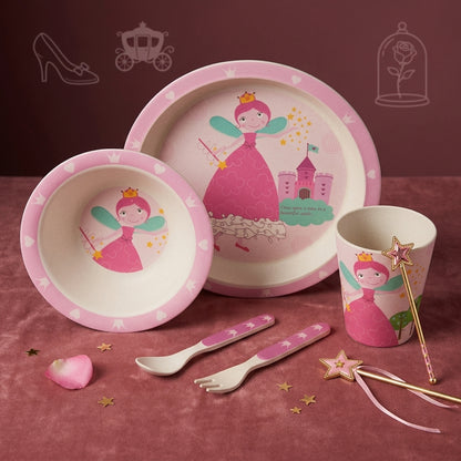Fluttering Fairy Bamboo Kids Dinner /Feeding Set of 5- Round Edition
