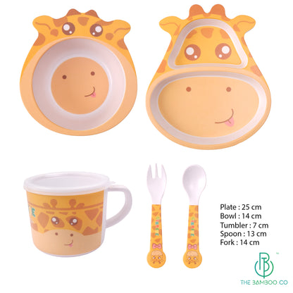 Goofy Giraffe Bamboo Kids Dinner /Feeding Set of 5