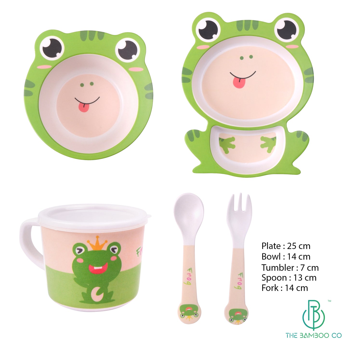 Funny Frog Bamboo Kids Dinner /Feeding Set of 5