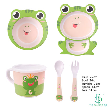 Funny Frog Bamboo Kids Dinner /Feeding Set of 5