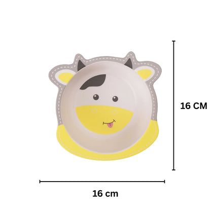 Chubby Cow Bamboo Kids Bowl with Spoon and Fork -Set of 3