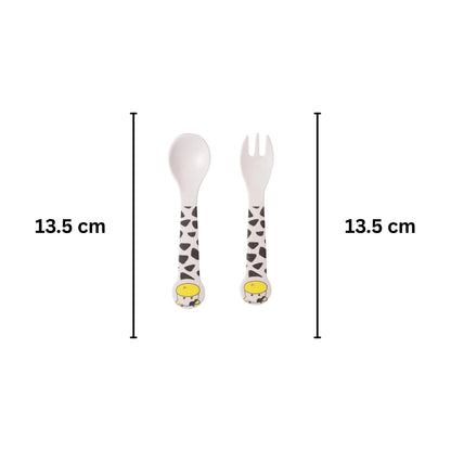 Chubby Cow Bamboo Kids Bowl with Spoon and Fork -Set of 3