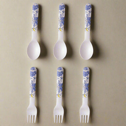 Breezy Blooms Table Bamboo Spoon and Fork- Set of 6