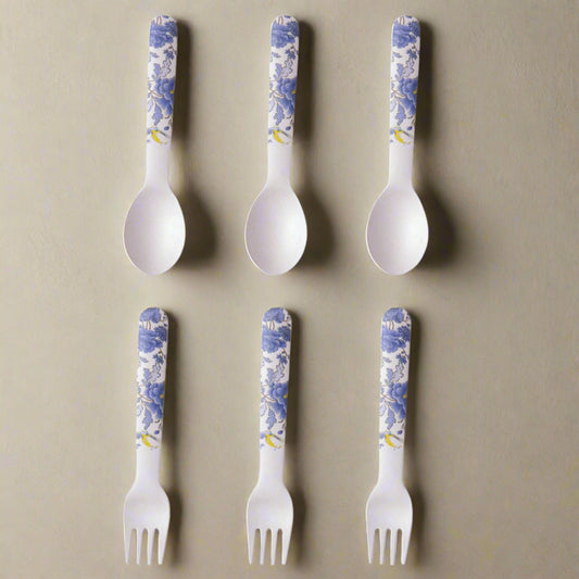 Breezy Blooms Table Bamboo Spoon and Fork- Set of 6