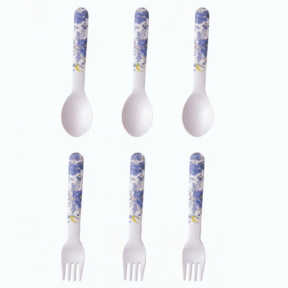 Breezy Blooms Table Bamboo Spoon and Fork- Set of 6