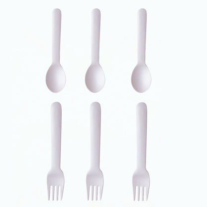 Creamy Cloud White Table Bamboo Spoon and Fork- Set of 6