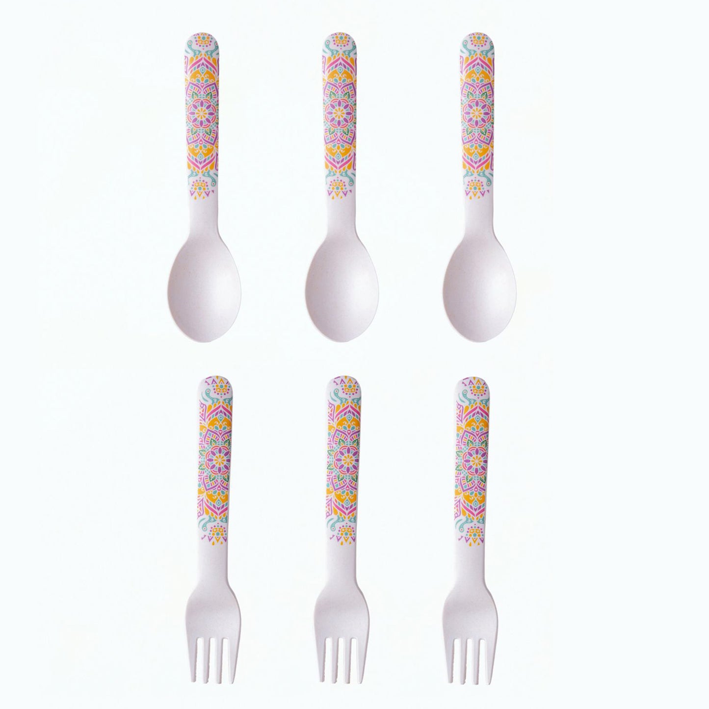 Sunrise Mandala Table Bamboo Spoon and Fork- Set of 6