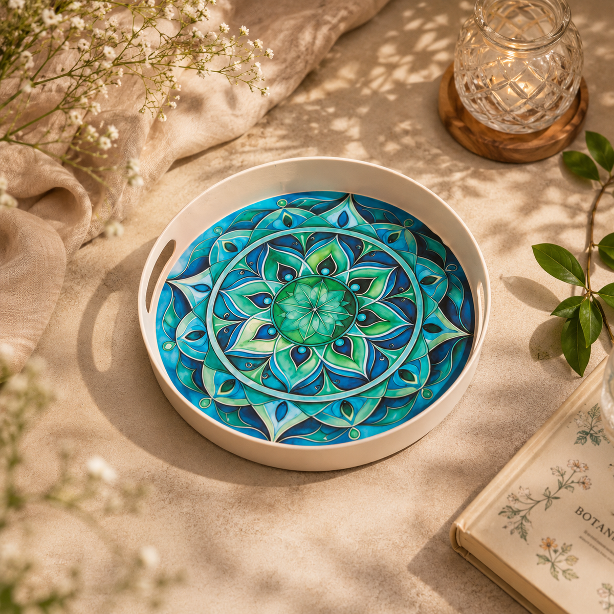 Aqua Dreamy Bamboo Serving Trays