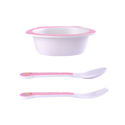 Pretty Princess Bamboo Bowl with Spoon and Fork -Set of 3