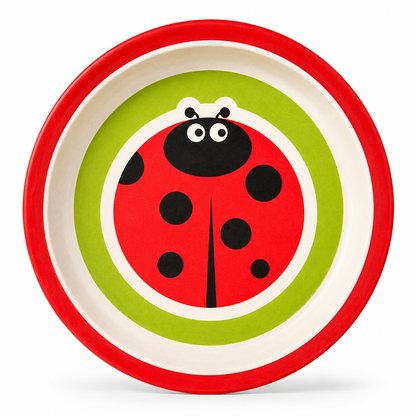 Lucky Ladybug Bamboo Kids Dinner /Feeding Set of 5- Round Edition