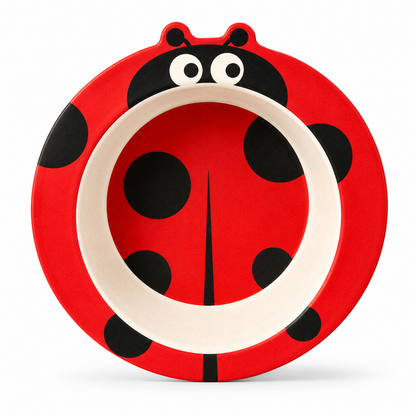 Lucky Ladybug Bamboo Kids Dinner /Feeding Set of 5- Round Edition
