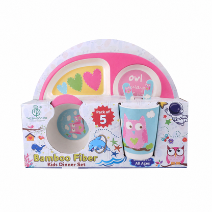 Observant Owl Bamboo Kids Dinner /Feeding Set of 5