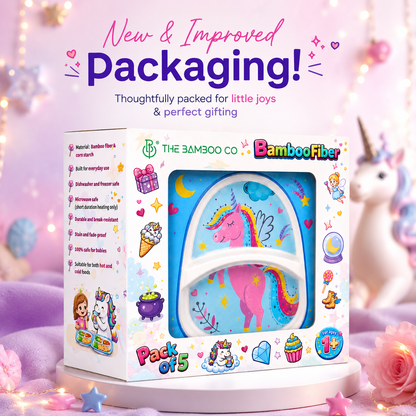 The Unicorn In the Sky Bamboo Kids Dinner /Feeding Set of 5