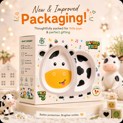 Chubby Cow Bamboo Kids Dinner /Feeding Set of 5