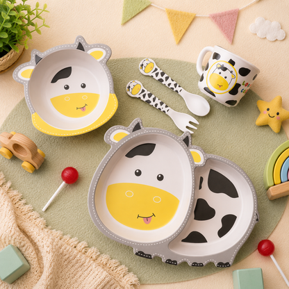 Chubby Cow Bamboo Kids Dinner /Feeding Set of 5
