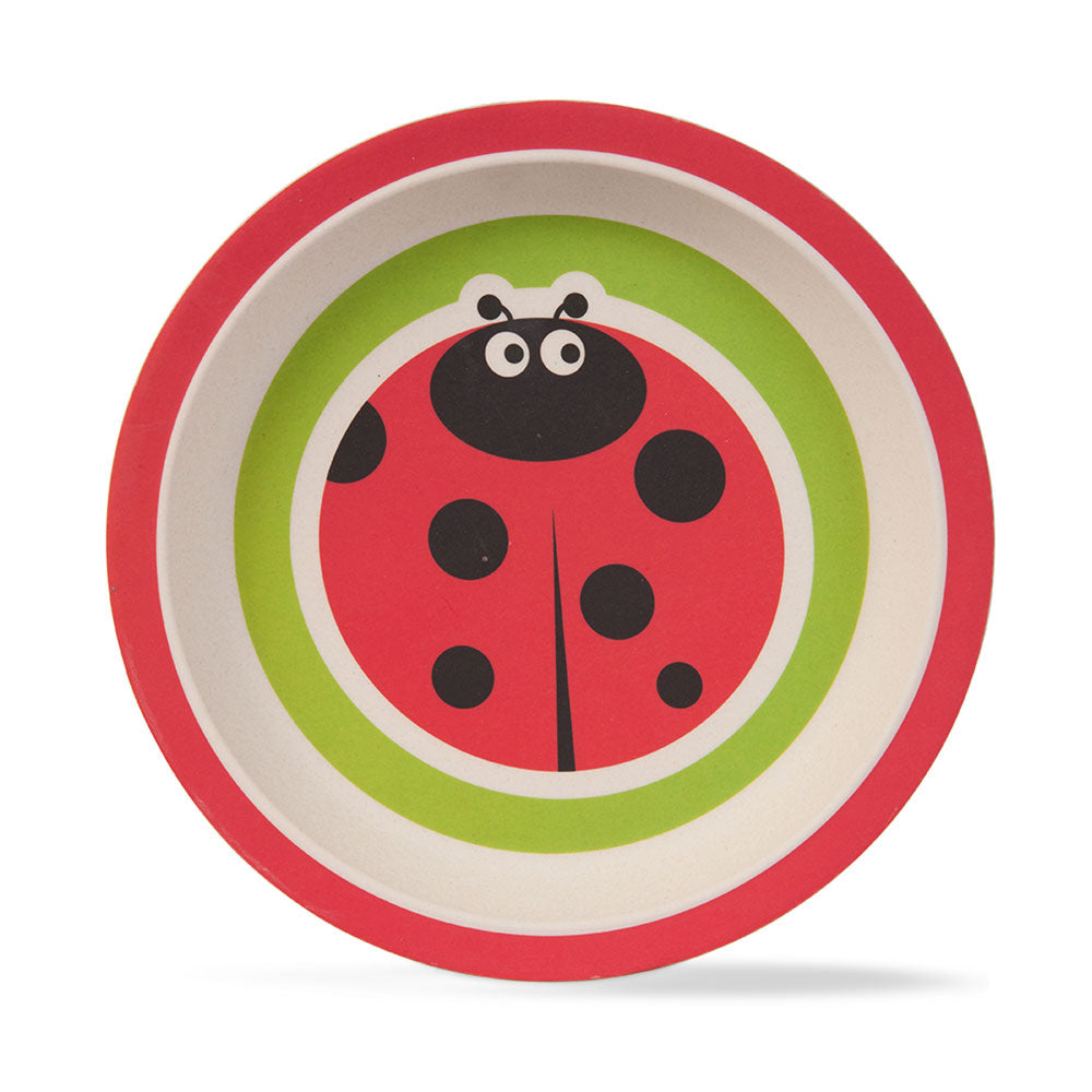 Lucky Ladybug Bamboo Kids Dinner /Feeding Set of 5- Round Edition
