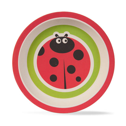 Lucky Ladybug Bamboo Kids Dinner /Feeding Set of 5- Round Edition