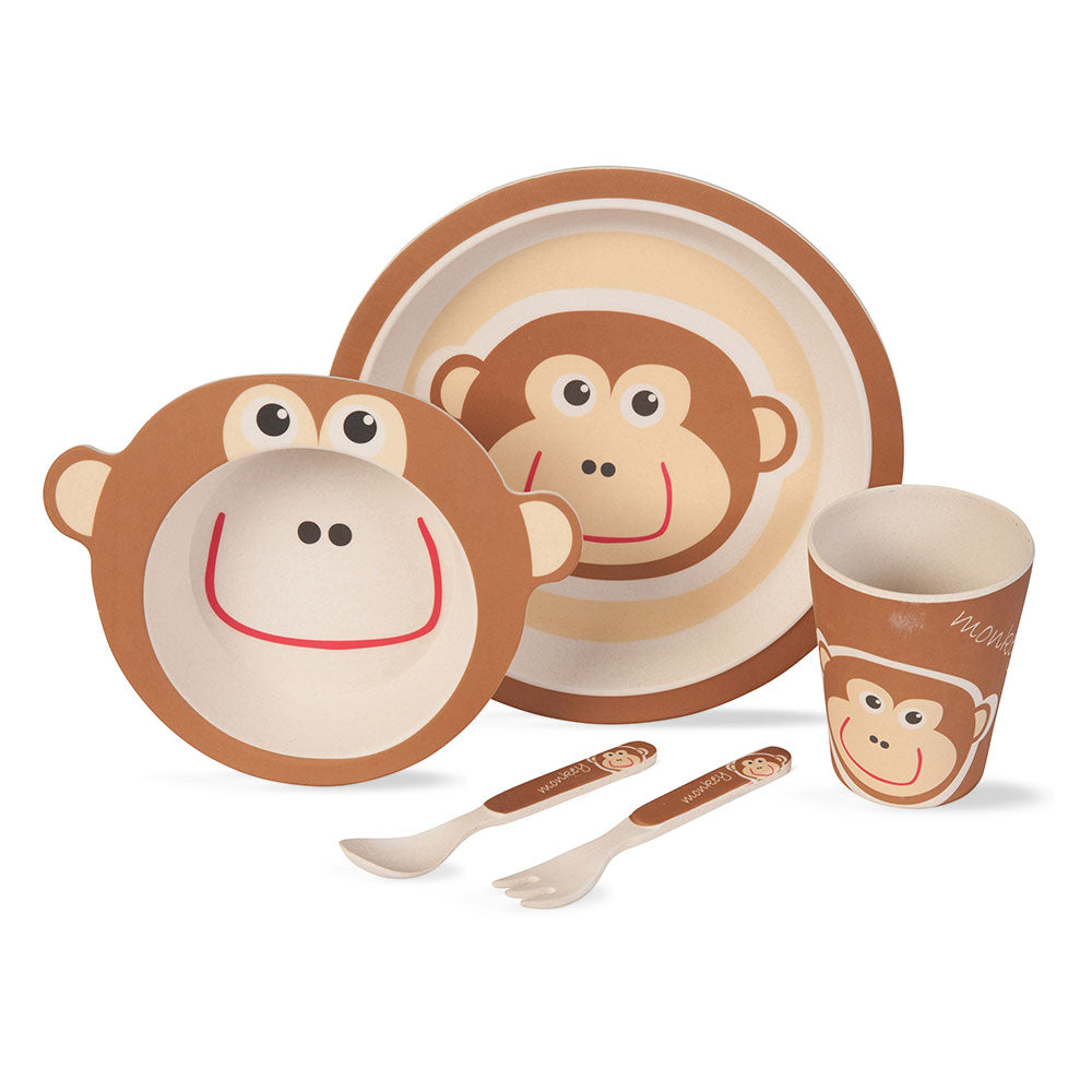 Mighty Monkey Bamboo Kids Dinner /Feeding Set of 5- Round Edition
