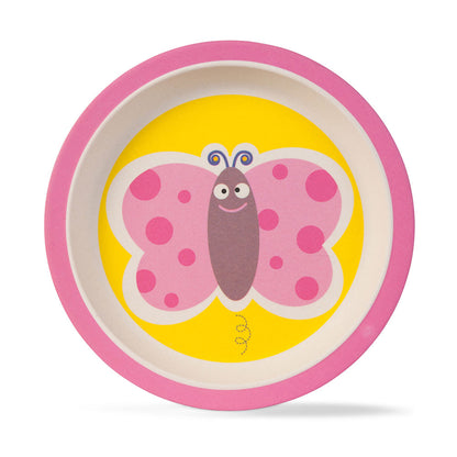 Blissful Butterfly Bamboo Kids Dinner /Feeding Set of 5- Round Edition