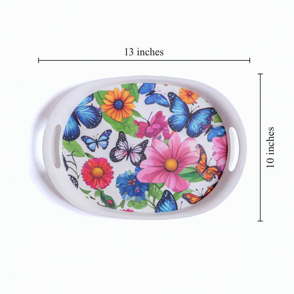 Fluttering Butterflies Bamboo Flat Serving Tray