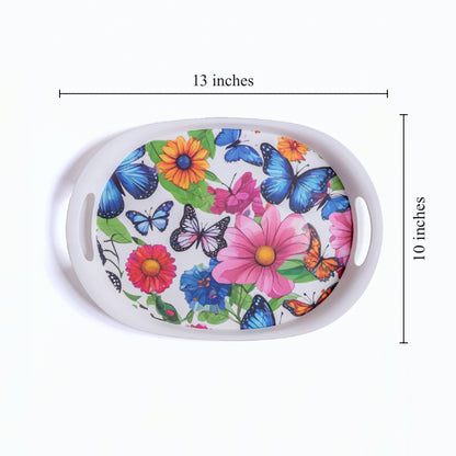 Fluttering Butterflies Bamboo Flat Serving Tray