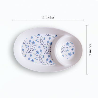 Whispering Blue Flower Bamboo Chip & Dip Platter