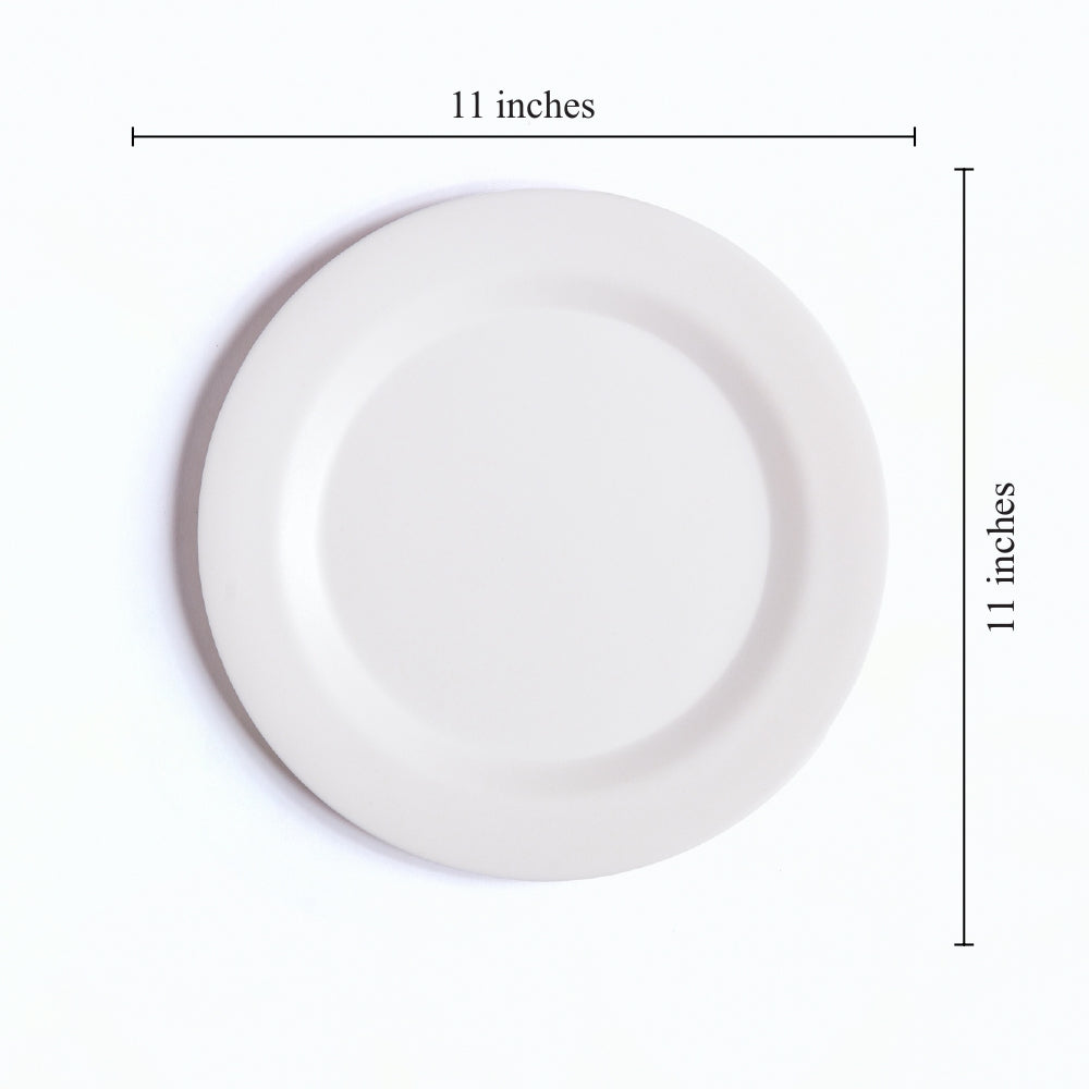 Creamy Cloud White Bamboo Dinner Plates- Set of 4