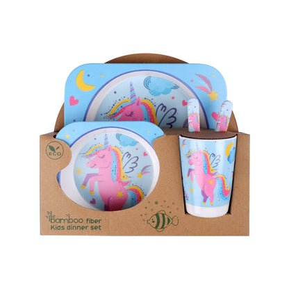 The Unicorn In the Sky Bamboo Kids Dinner /Feeding Set of 5