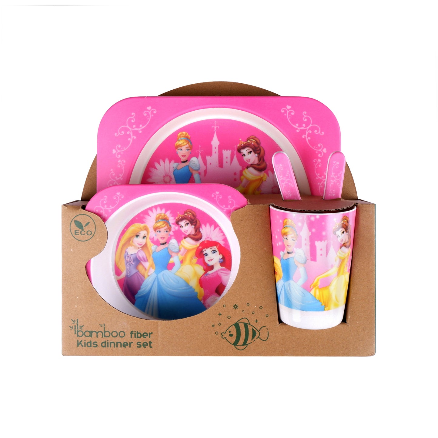 Disney Princess Bamboo Kids Dinner /Feeding Set of 5