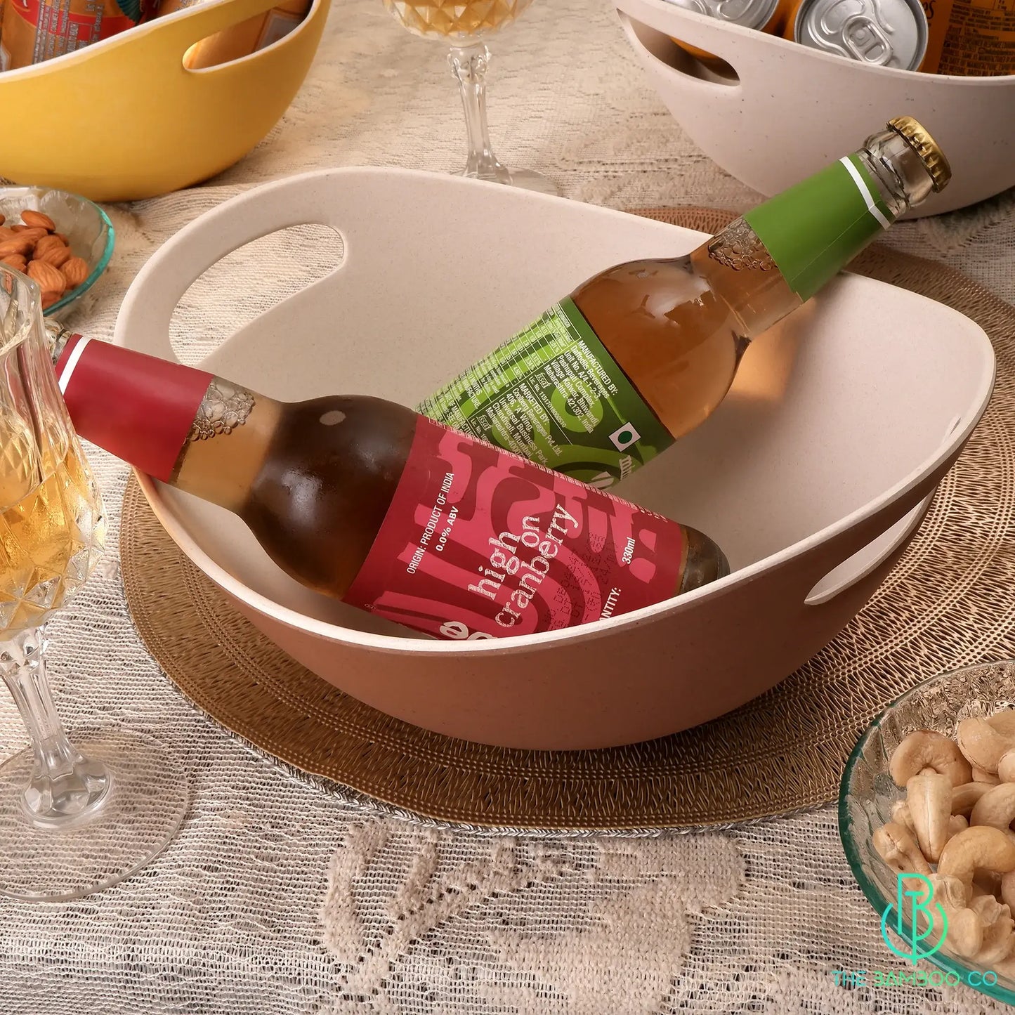 Bamboo Modern Fruit Basket/ Beer or Wine Basket