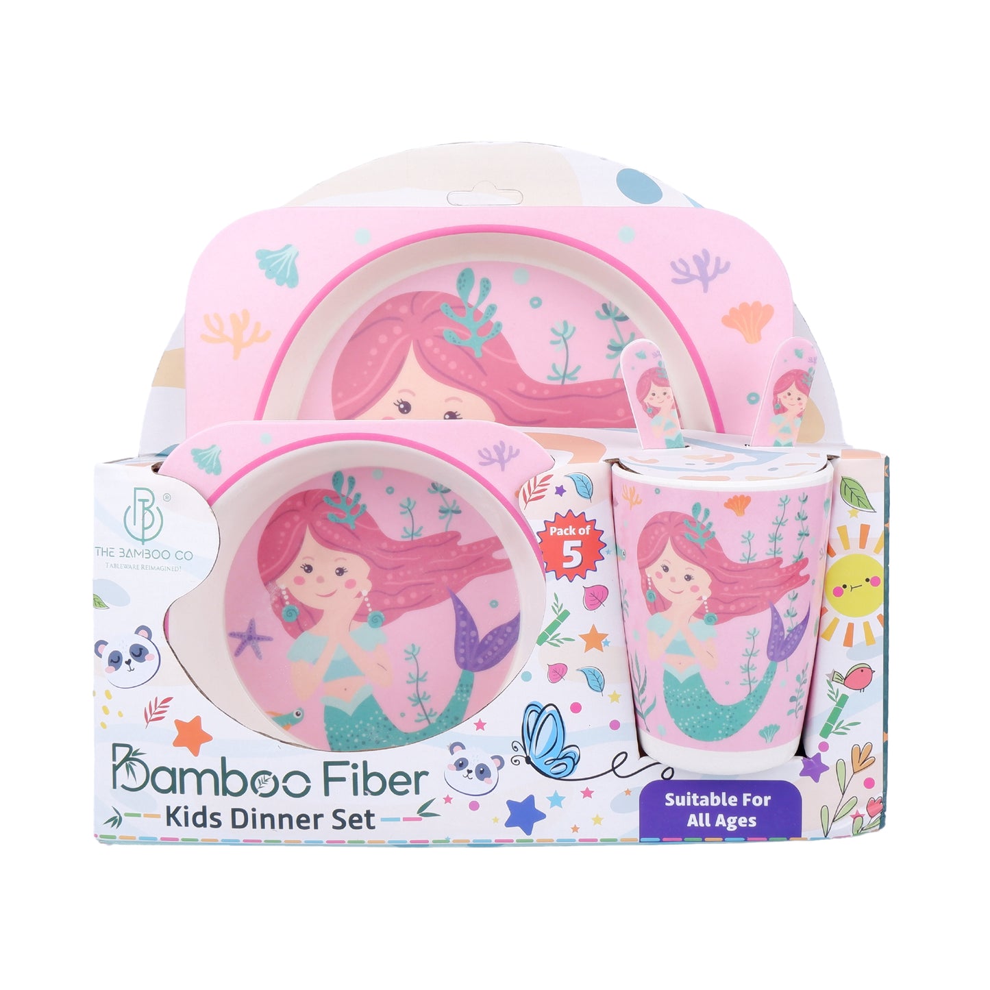 Magical Mermaid Bamboo Kids Dinner /Feeding Set of 5