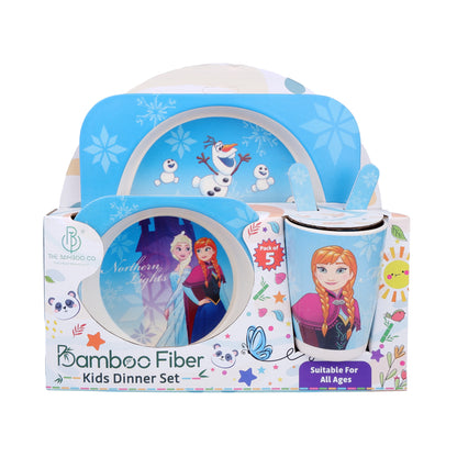 Frozen's Elsa and Anna Bamboo Kids Dinner /Feeding Set of 5
