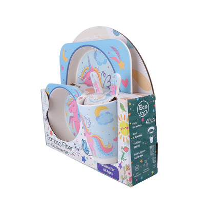 The Unicorn In the Sky Bamboo Kids Dinner /Feeding Set of 5
