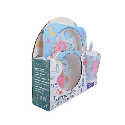 The Unicorn In the Sky Bamboo Kids Dinner /Feeding Set of 5