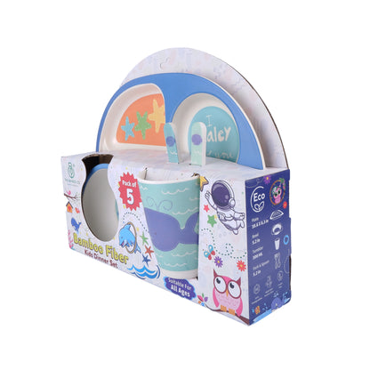 Wobbly Whale Bamboo Kids Dinner /Feeding Set of 5