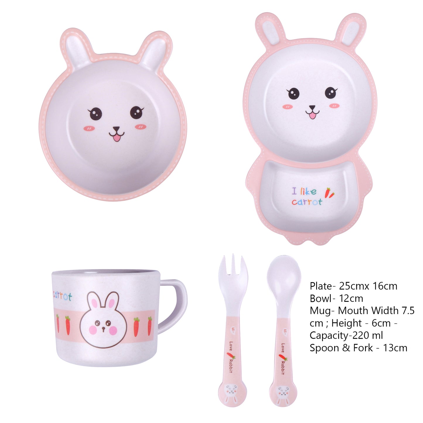 Responsible Rabbit Bamboo Kids Dinner /Feeding Set of 5