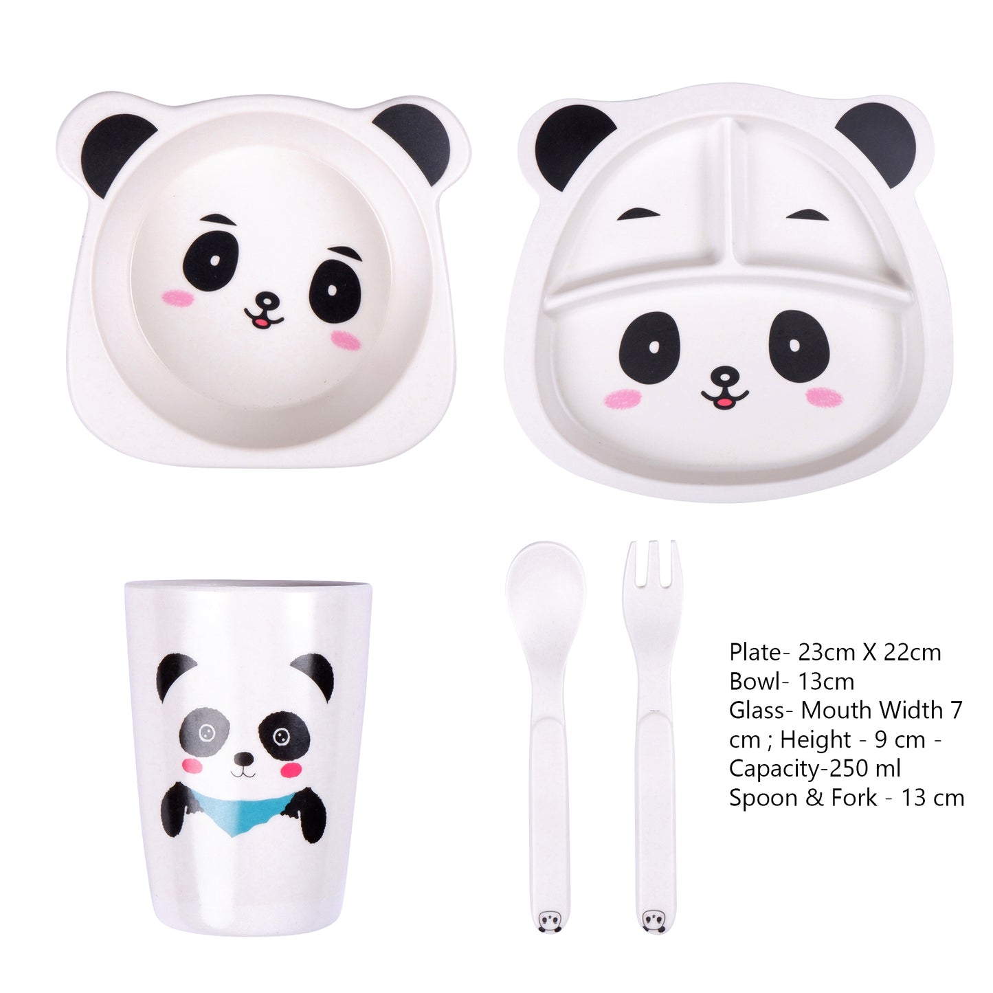 Plumpy Panda Bamboo Kids Dinner /Feeding Set of 5