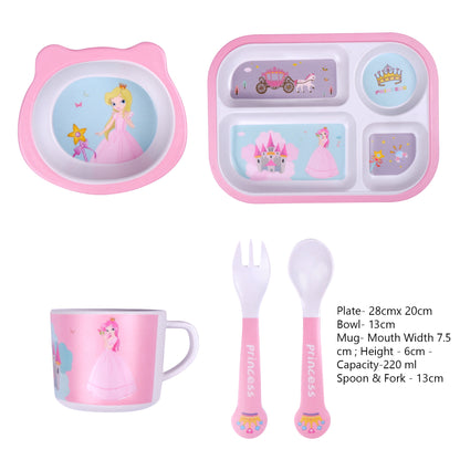 Pretty Princess Bamboo Kids Dinner /Feeding Set of 5