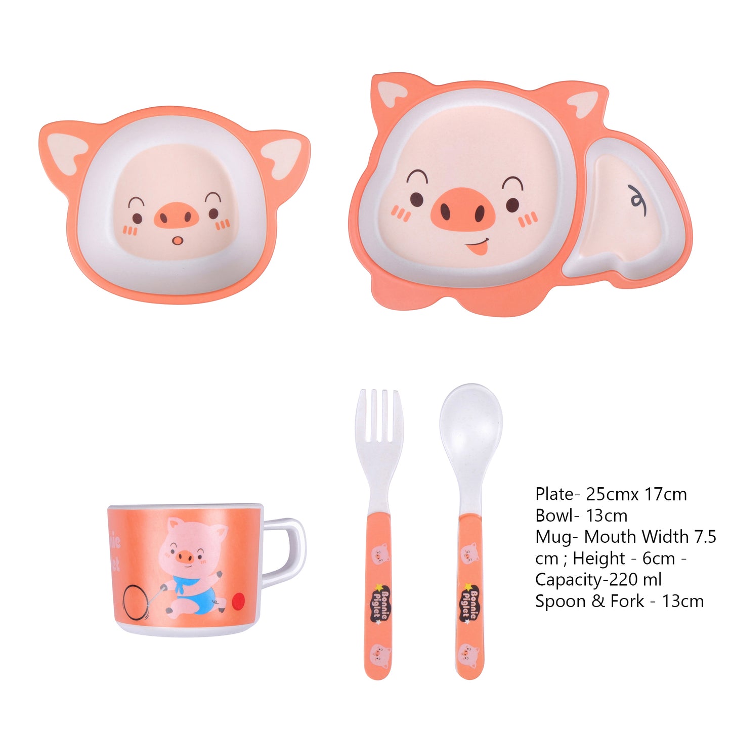 Bonnie Piglet Bamboo Kids Dinner /Feeding Set of 5