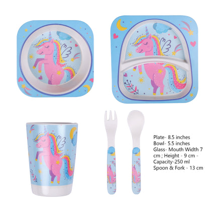 The Unicorn In the Sky Bamboo Kids Dinner /Feeding Set of 5