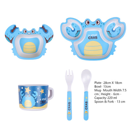 Blue Water Crab Bamboo Kids Dinner /Feeding Set of 5