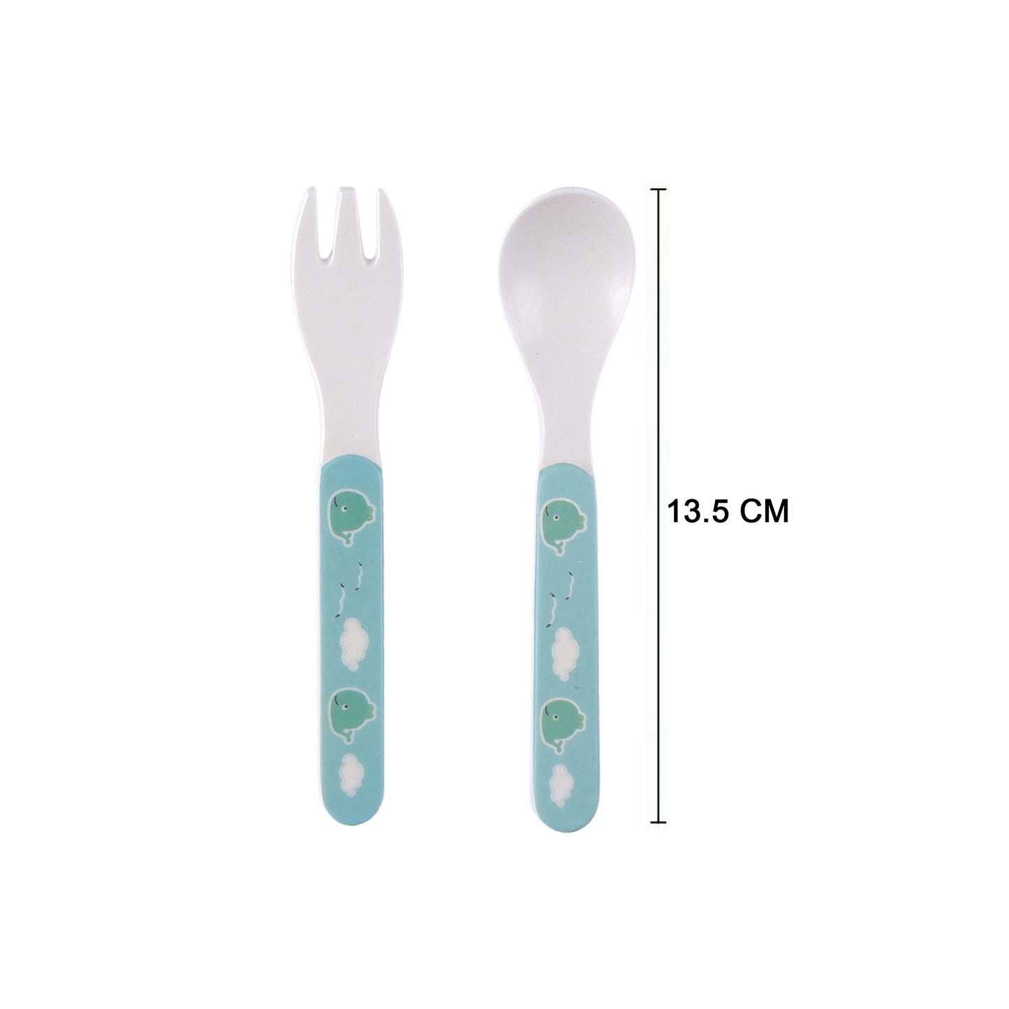 Wally- "The Green Whale" Bamboo Kids Dinner /Feeding Set of 5