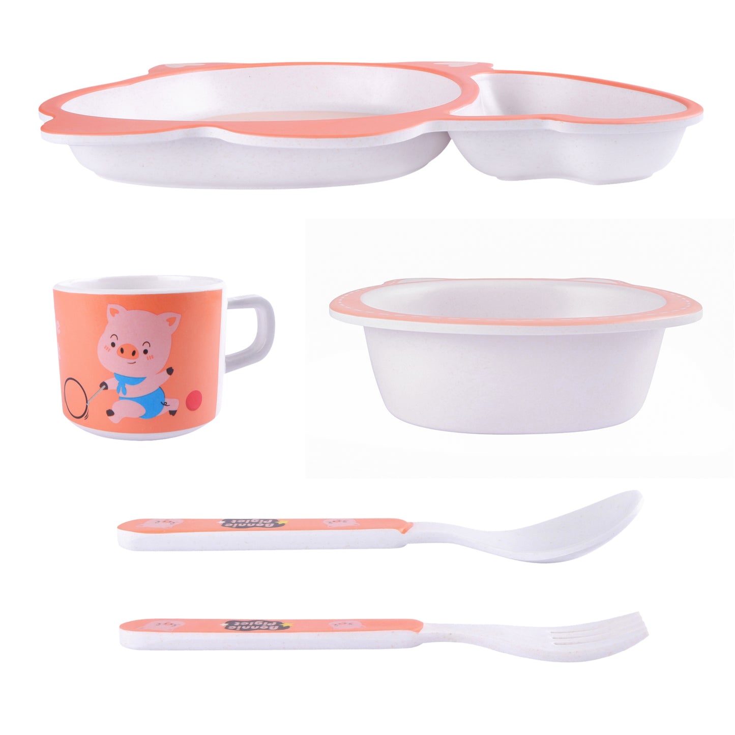 Bonnie Piglet Bamboo Kids Dinner /Feeding Set of 5