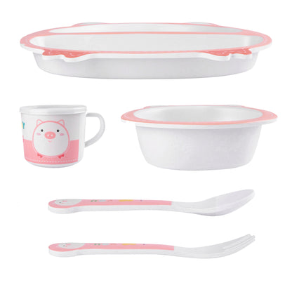 Plumpy Pig Bamboo Kids Dinner /Feeding Set of 5