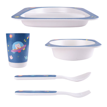 Spaceship on Saturn Bamboo Kids Dinner /Feeding Set of 5