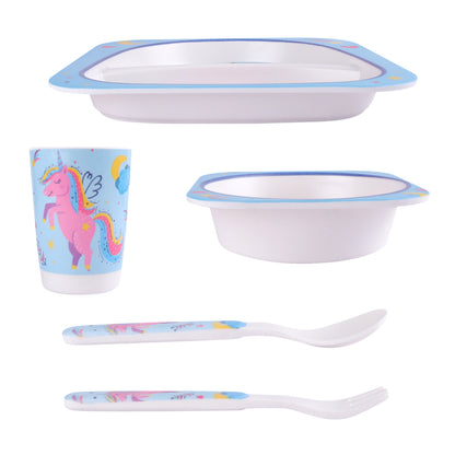 The Unicorn In the Sky Bamboo Kids Dinner /Feeding Set of 5