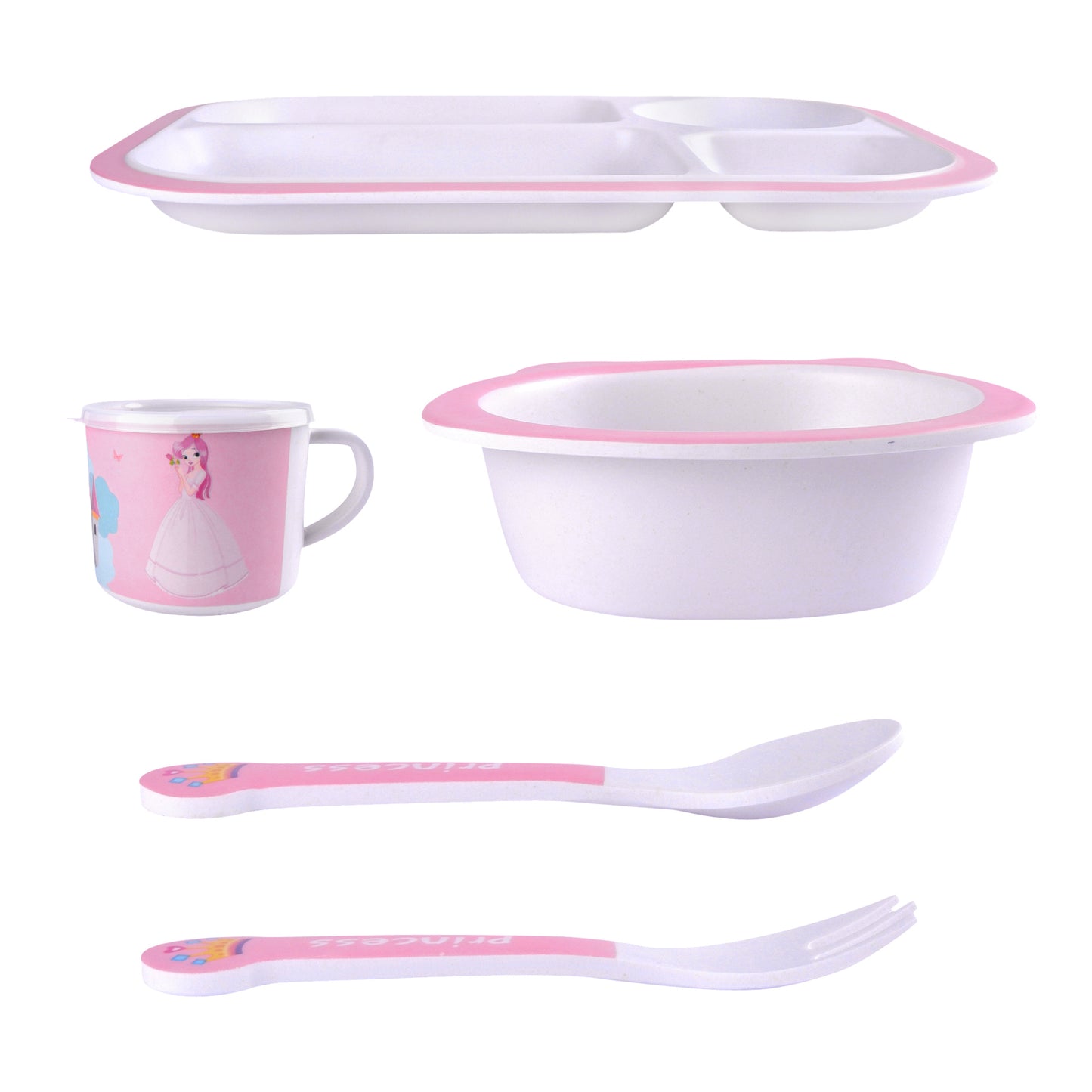 Pretty Princess Bamboo Kids Dinner /Feeding Set of 5