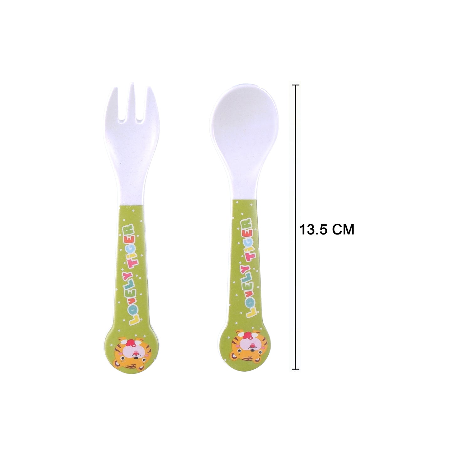 Tiggly Tiger Bamboo Kids Bowl with Spoon and Fork -Set of 3